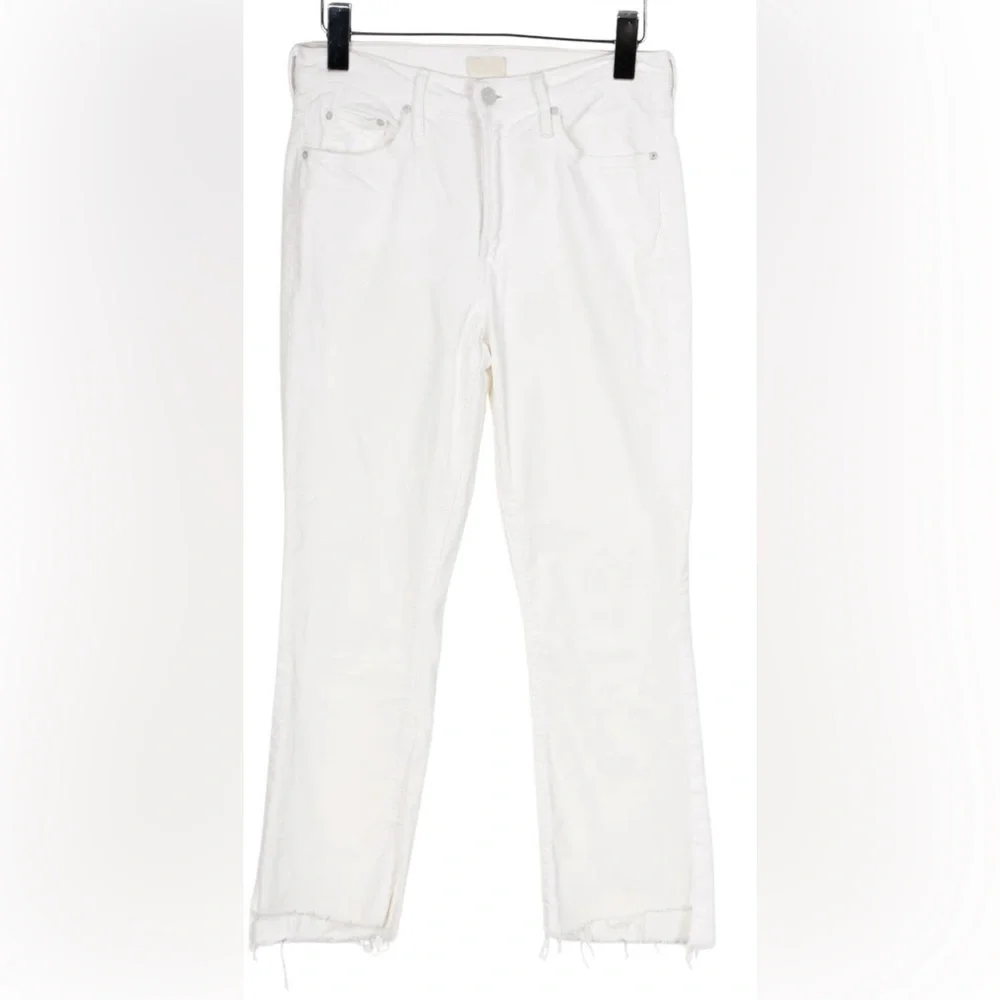 Mother jeans corduroy straight leg size 26 white the insider crop step fray - Picture 2 of 12
